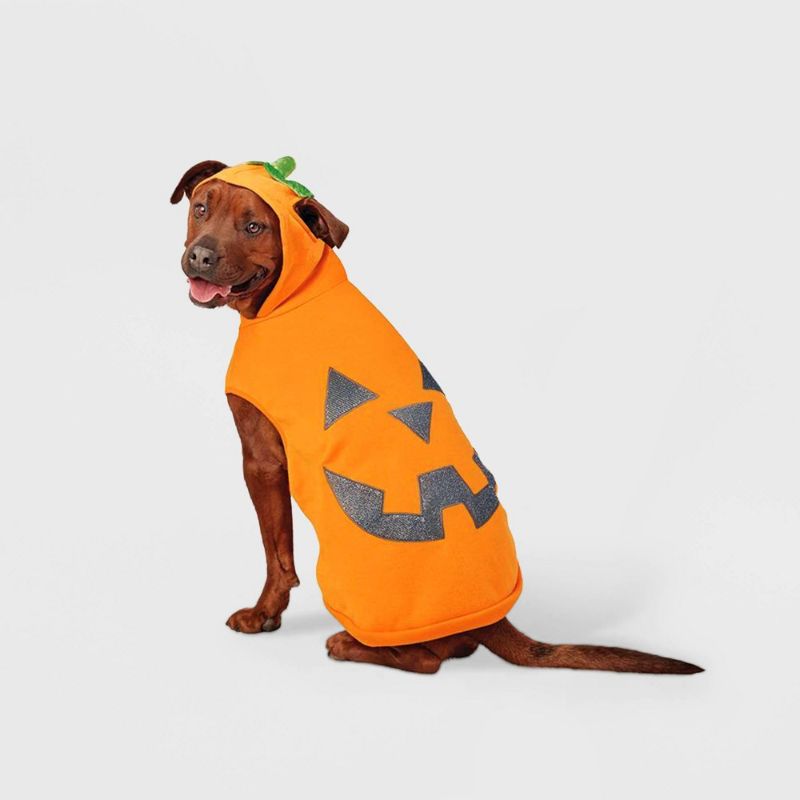 Photo 1 of Halloween Reflective Jack-o'-lantern Pumpkin Hoodie Dog Costume - M - Hyde & EEK! Boutique- SIZE M
