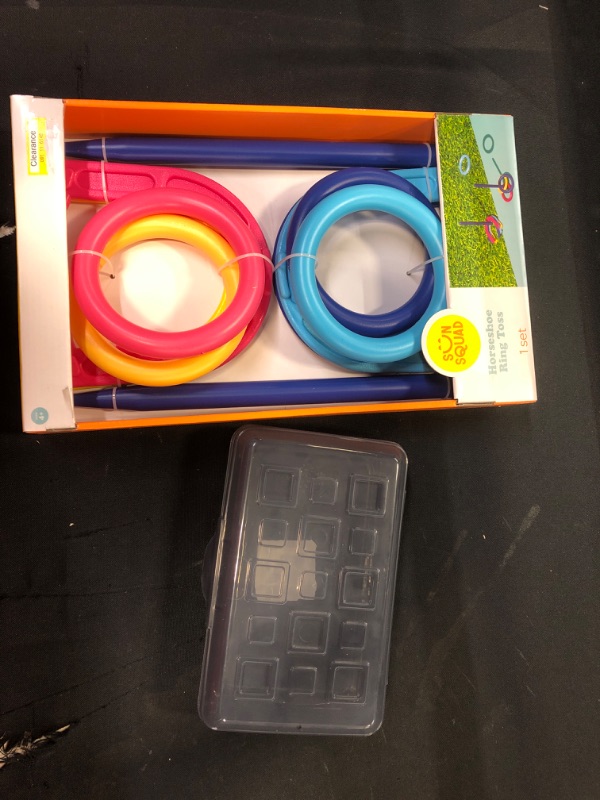 Photo 2 of 10pc Ring Toss & Horseshoe Play Set - Sun Squad™
AND
Sterilite Pencil Box

