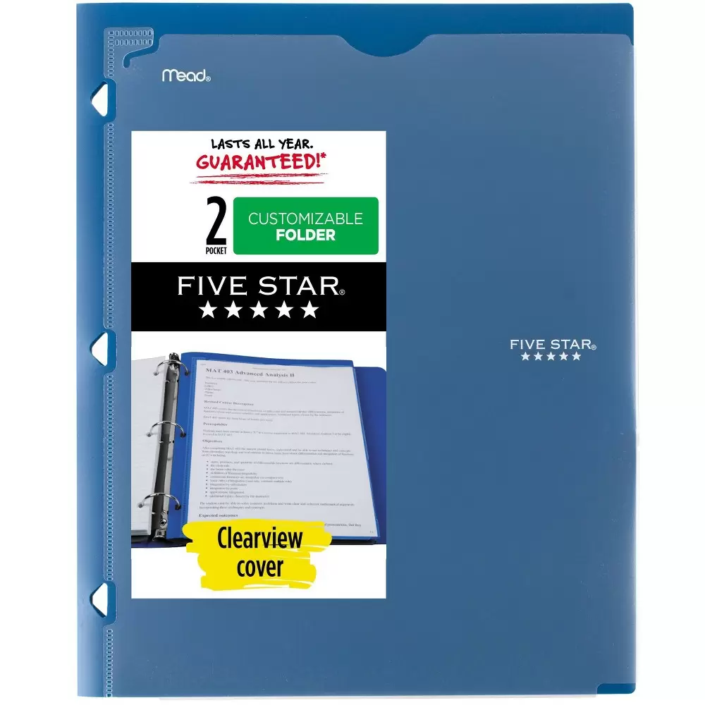 Photo 1 of 5 pack Five Star Poly Customizable Portfolio Pacific Blue
