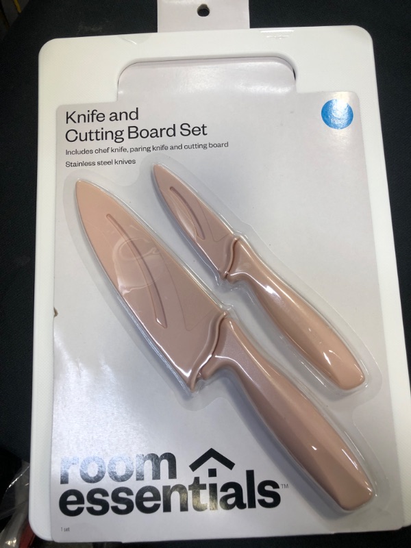 Photo 2 of 10"x14" Poly Cutting Board and 2pc Knife Set - Room Essentials™

