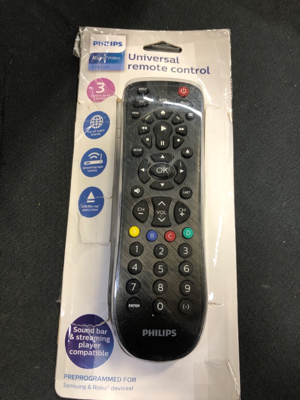 Photo 2 of Philips 3 Device Universal Remote Control - Brushed Black

