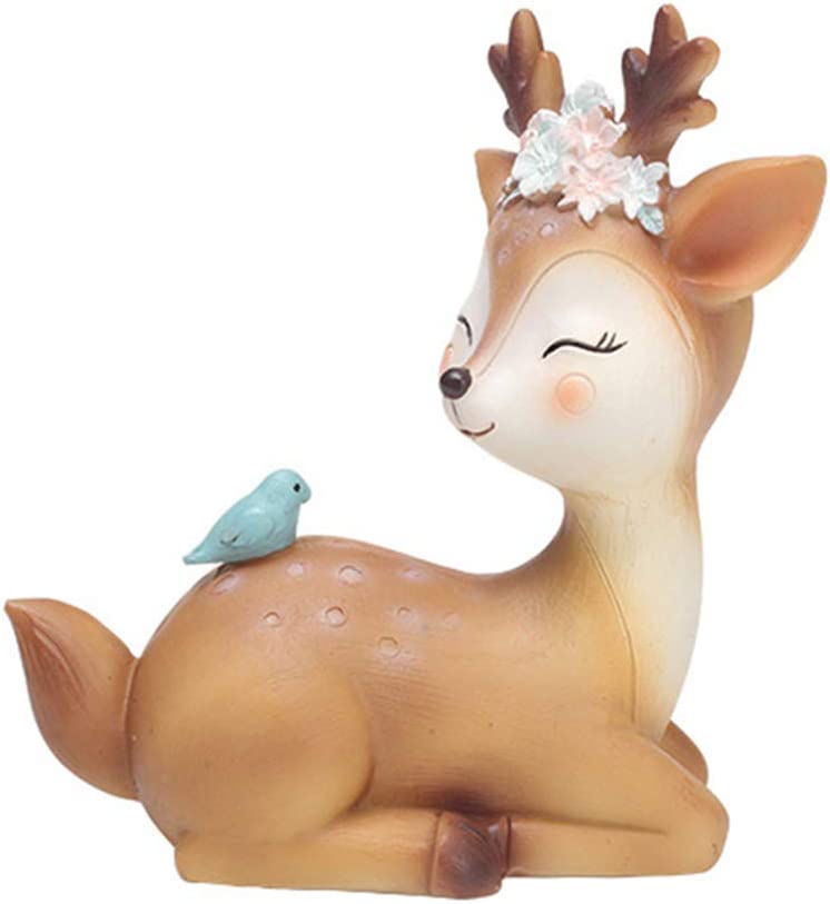 Photo 1 of 4.3 Inch Woodland Animal Deer Cake Topper Cute Baby Shower Party Decoration Deer Figurines Toy Christmas Miniature Doe Fawn Resin Ornament for Birthday Wedding Anniversary
