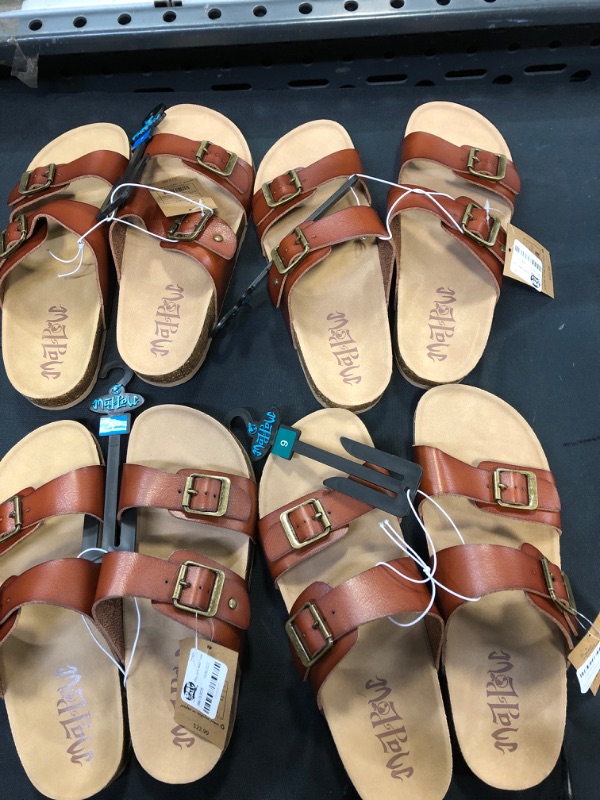 Photo 2 of 4 PAIRS OF Women's Mad Love Keava Footbed Sandals - Cognac 
SIZE 7,7,7,9