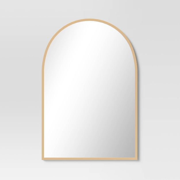 Photo 1 of 20" x 30" Arched Metal Wall Mirror Brass - Threshold™

