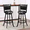 Photo 1 of 29 in. Black Low Back Swivel Bar Height Stool Wood Dining Chair Barstool (Set of 2)
