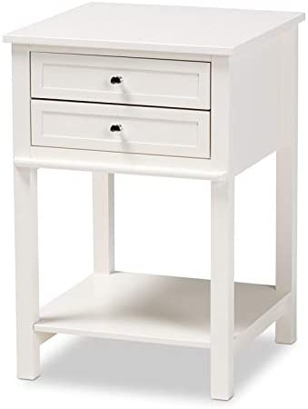 Photo 1 of Baxton Studio Willow White Finished 2-Drawer Wood Nightstand