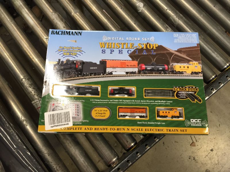 Photo 3 of Bachmann Trains - Whistle-Stop Special DCC Sound Value Ready to Run Electric Train Set - N Scale , Black
