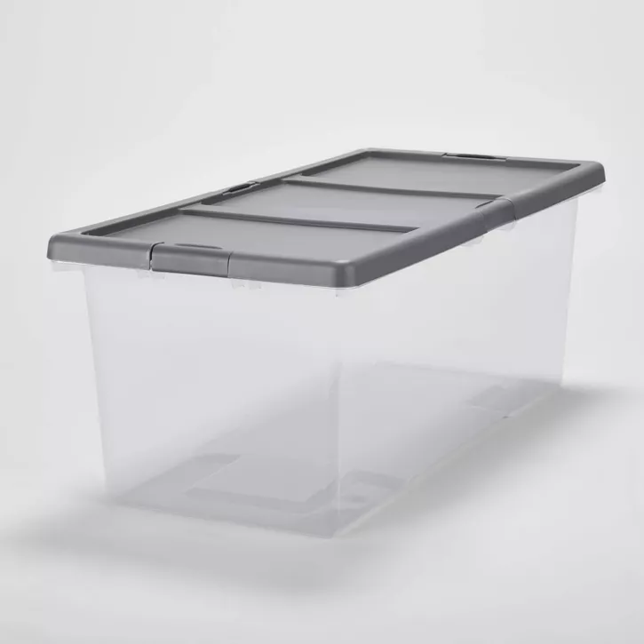 Photo 1 of 3 PK Extra Large Latching Clear Storage Box - Brightroom™ **MISSING LIDS AND HANDLES** 

