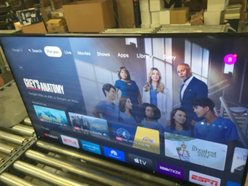 Photo 1 of Sony 43 Inch 4K Ultra HD TV X85K Series: LED Smart Google TV(Bluetooth, Wi-Fi, USB, Ethernet, HDMI) with Dolby Vision HDR and Native 120HZ Refresh Rate KD43X85K- 2022 Model **MISSING STANDS, REMOTE** 
