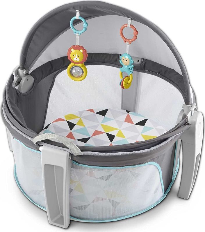 Photo 1 of Fisher-Price Portable Bassinet and Travel-Play Area with Baby Toys, Indoor and Outdoor Use, On-the-Go Baby Dome, Windmill
