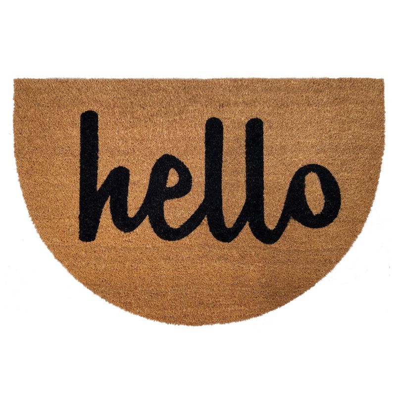 Photo 1 of Calloway Mills 106122436 24 x 36 in. Arch Hello Semicircle Doormat, Natural & Black