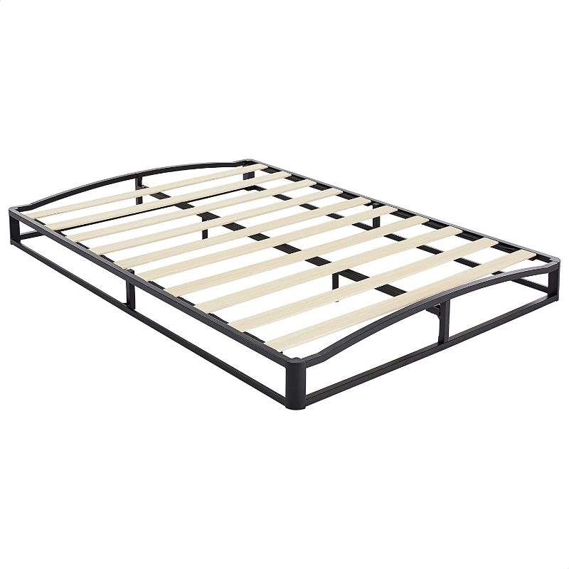 Photo 1 of Amazon Basics Metal Platform Bed Frame with Wood Slat Support, 6 Inches High, Full, Black
