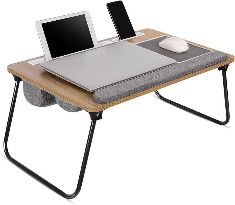 Photo 1 of XCSOURCE Laptop Lap Desk with Pillow Cushion - Foldable Adjustable Laptop Bed Table Lap Desk with Mouse Pad, Wrist Support, Phone Holder - Large Laptop Desk Fits 17” Laptop for Working/Writing/Gaming
