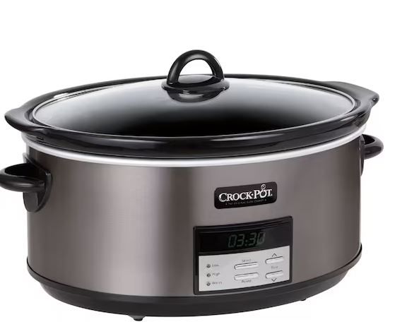 Photo 1 of Crock-Pot - 8-Quart Slow Cooker - Black Stainless -- Signs of use and wear
