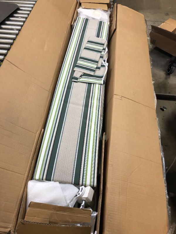 Photo 2 of ***USED FOR PARTS ONLY *** 13 ft. Manual Patio Retractable Awning (120 in. Projection) in Multistripes Green
