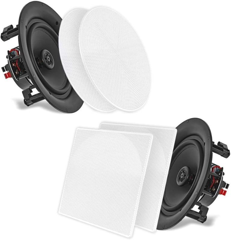 Photo 1 of 10” Ceiling Wall Mount Speakers - Pair of 2-Way Full Range Sound Stereo Speaker Audio System Flush Design w/ Electronic Crossover Network 35Hz-20kHz Frequency Response & 250 Watts Peak - Pyle PDIC106

