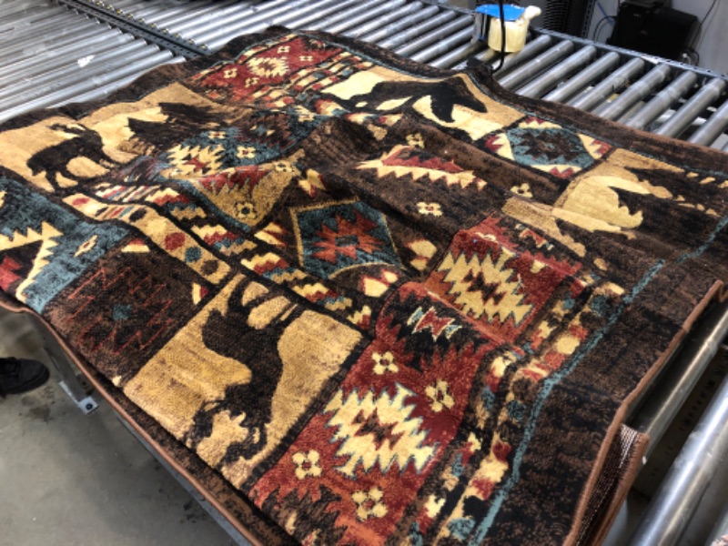 Photo 2 of Buffalo Bear Brown/Red 5 ft. x 7 ft. Indoor Area Rug