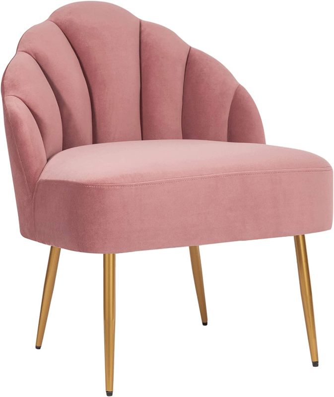 Photo 1 of Amazon Brand – Rivet Sheena Glam Tufted Velvet Shell Chair, 23.5'W, Rose