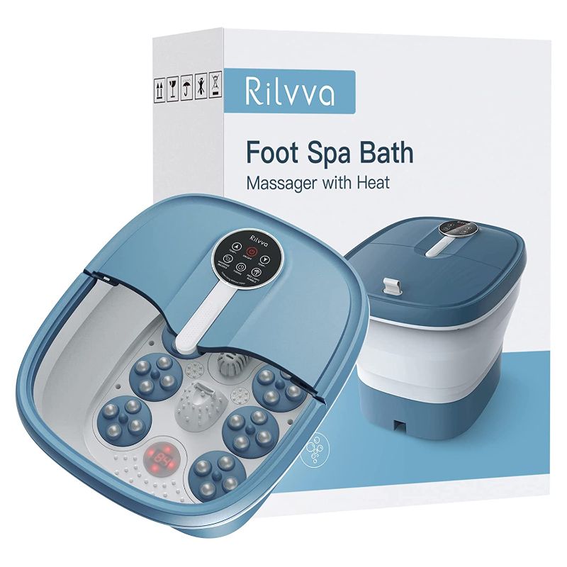 Photo 1 of Motorized Foot Spa with Heat, Bubbles and Massage, Rilvva Collapsible Foot Bath Includes Remote Control, Pedicure Foot Soak Tub for Stress Relief…
