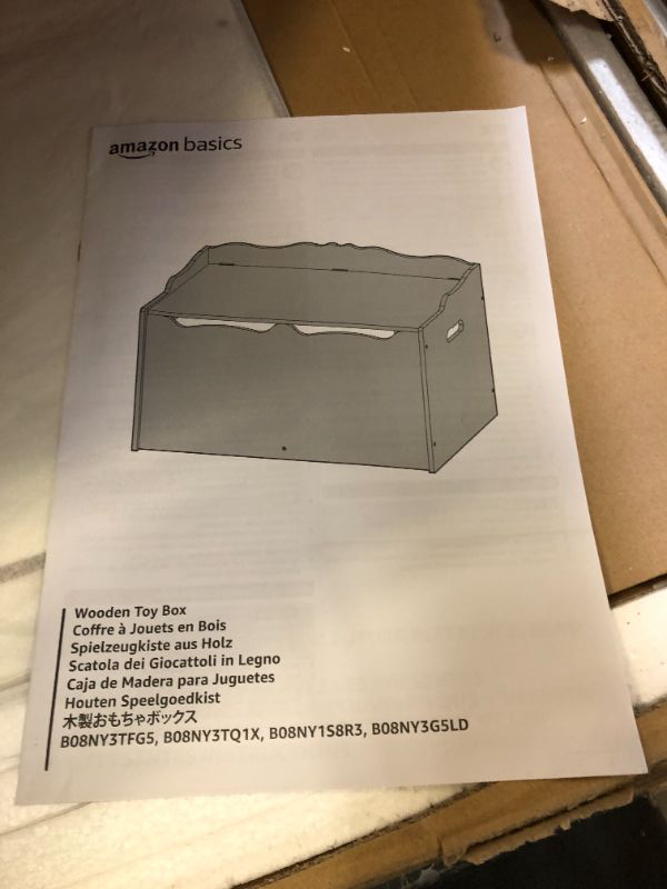 Photo 3 of Amazon Basics Wooden Kids' Toy Box Storage & Organization, White