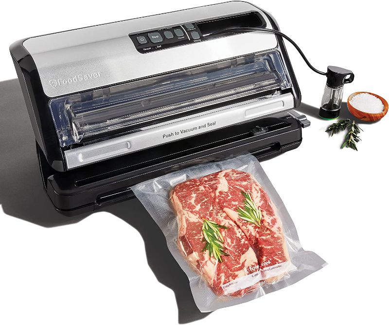 Photo 1 of FoodSaver Vacuum Sealer Machine and Express Vacuum Sealer with Sealer Bags and Roll and Durable Vacuum Sealer for Airtight Food Storage and Sous Vide, Black