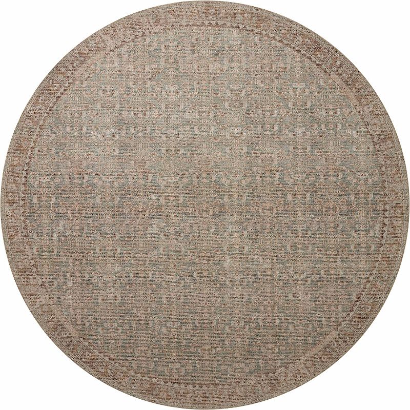 Photo 1 of Angela Rose X Loloi Blake Collection BLA-06 Oatmeal / Spice, Transitional 7'-10" X 7'-10" Round Area Rug
