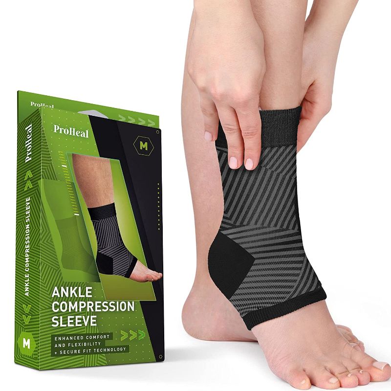 Photo 1 of Ankle Compression Sleeve Medium - Toeless Compression Socks For Men and Women - High Ankle and Foot Pain Relief - Plantar Fasciitis Relief - Comfortable Breathable Knit
