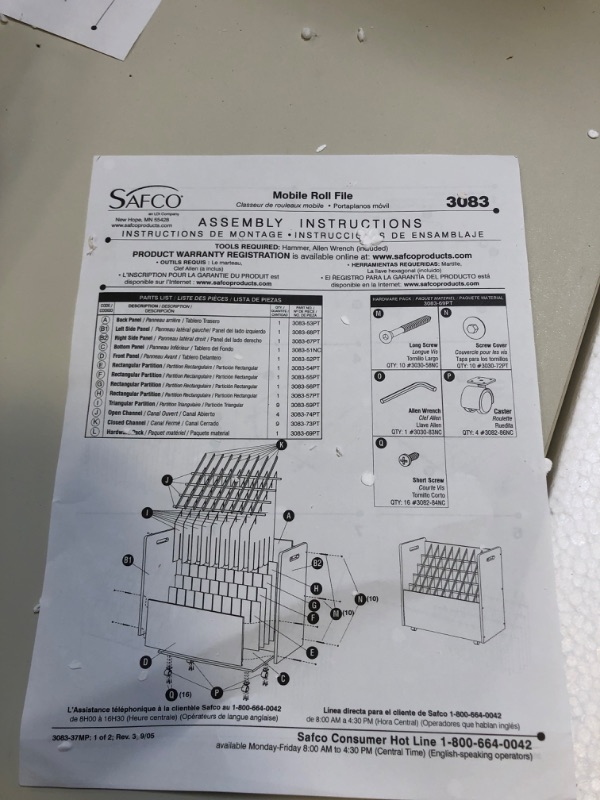 Photo 5 of Safco® Mobile Files, for Large Roll, Tube Size: 2-3/4x2-3/4", 50 Tubes/file