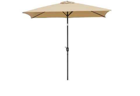 Photo 2 of Yaheetech 6.5x10FT Outdoor Rectangle Patio Umbrella with Push Button Tilt, Crank and 6 Sturdy Ribs, Tan
