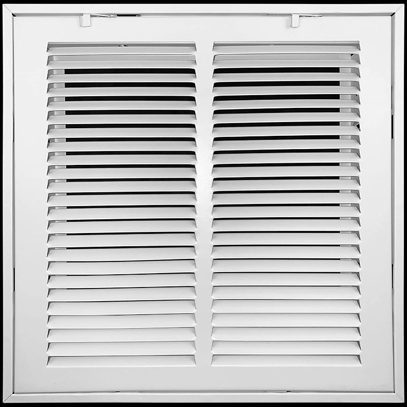 Photo 1 of 12"W x 12"H [Duct Opening Measurements] Steel Return Air Filter Grille (HD Series) Removable Door | for 1-inch Filters, Vent Cover Grill, White, Outer Dimensions: 14 5/8"W X 14 5/8"H for 12x12 Opening
