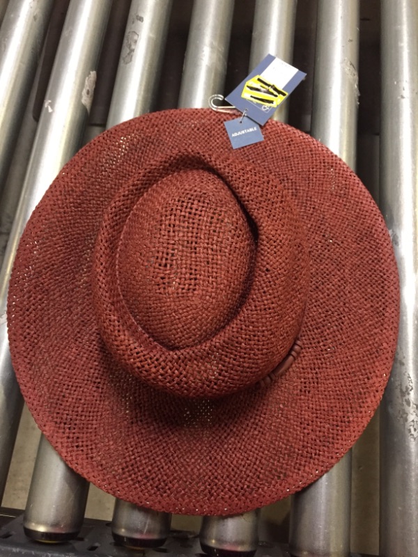 Photo 2 of Womens Straw Boater Hat - Universal Thread Dark Maroon Red