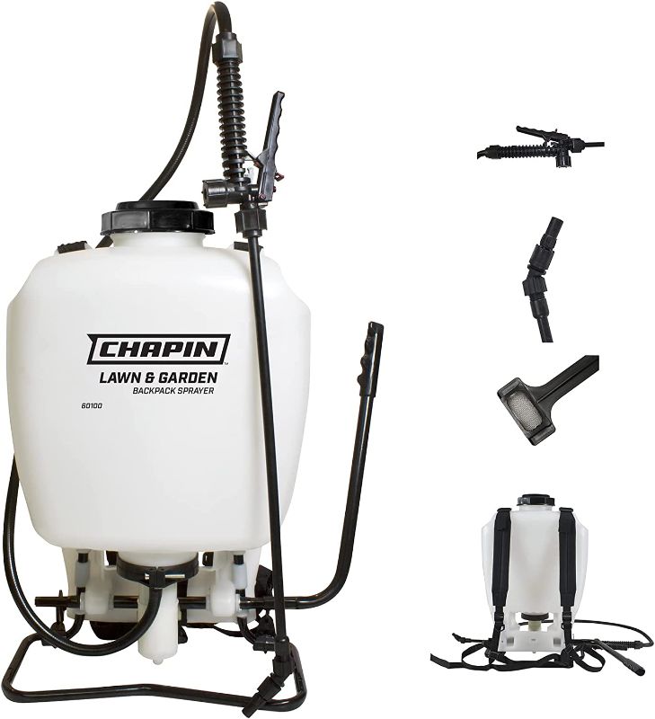 Photo 1 of Chapin 60100 4 Gallon Backpack Sprayer for Lawn and Garden, Translucent White---------missing cap & sprayers 