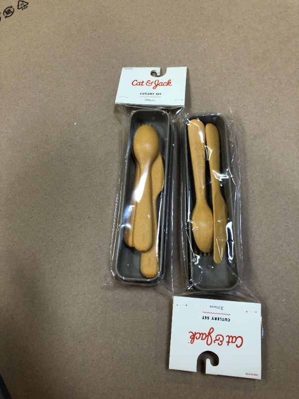 Photo 2 of 2------Flatware Set Yellow/Tan - Cat & Jack™

