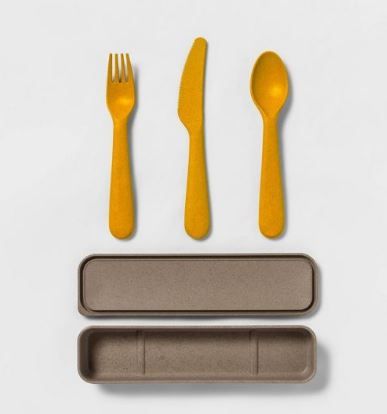 Photo 1 of 2------Flatware Set Yellow/Tan - Cat & Jack™

