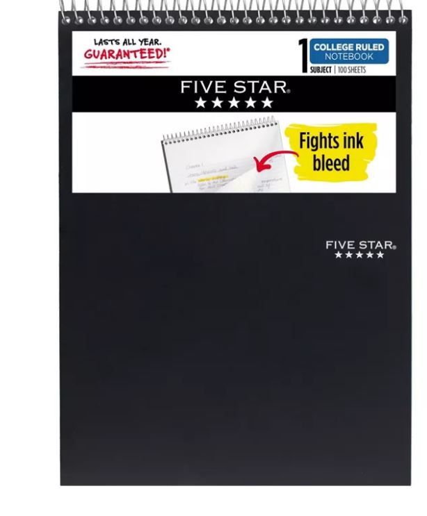 Photo 1 of 6------Five Star 8.5"x11" 1 Subject Graph Ruled Spiral Notebook Blue

