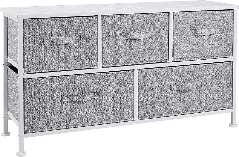 Photo 1 of Amazon Basics Extra Wide Fabric 5-Drawer Storage Organizer Unit for Closet, white