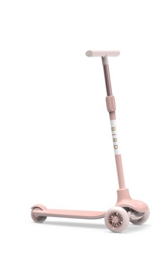 Photo 1 of Bird Birdie 3-Wheeled Kick Scooter for Kids, Adjustable Height Handle, Lean to Steer, Back Stomp Brake,Rose
