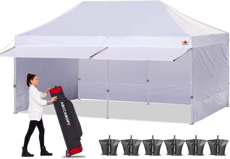 Photo 1 of ABCCANOPY Ez Pop up Canopy Tent with Awning and Sidewalls 10x20 Market -Series, White
