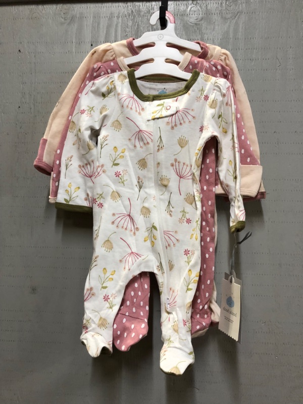 Photo 2 of Baby Girls' 3pk Prairie Floral Zip-Up Sleep N' Play - Cloud Island Pink Newborn