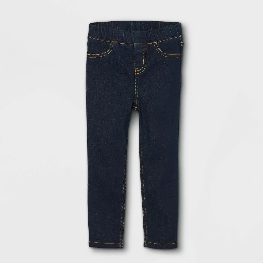 Photo 1 of Baby Girls' Pull-On Mid-Rise Skinny Jeans - Cat & Jack Dark Wash---- Size 12M, Dark Blue