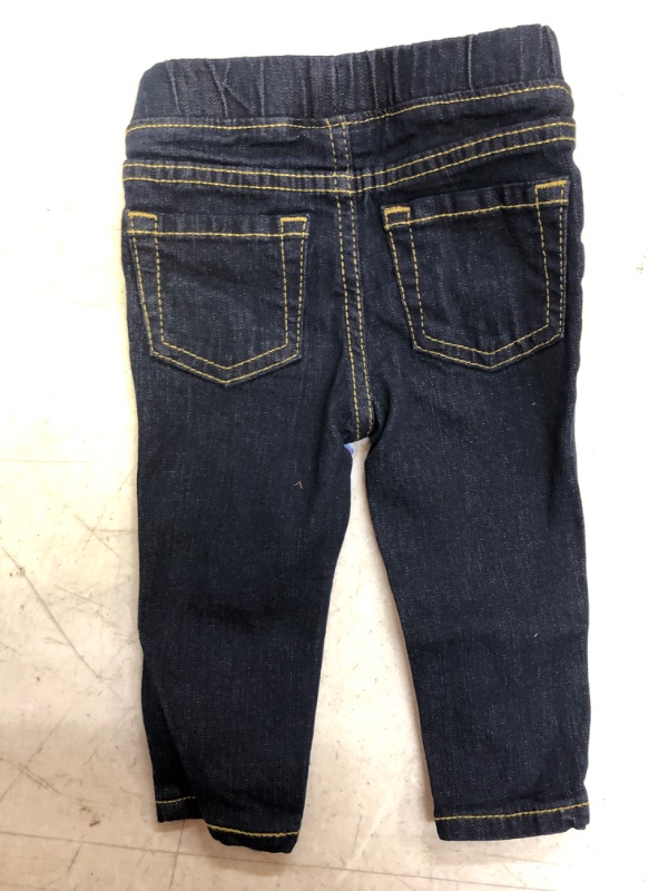 Photo 3 of Baby Girls' Pull-On Mid-Rise Skinny Jeans - Cat & Jack Dark Wash---- Size 12M, Dark Blue