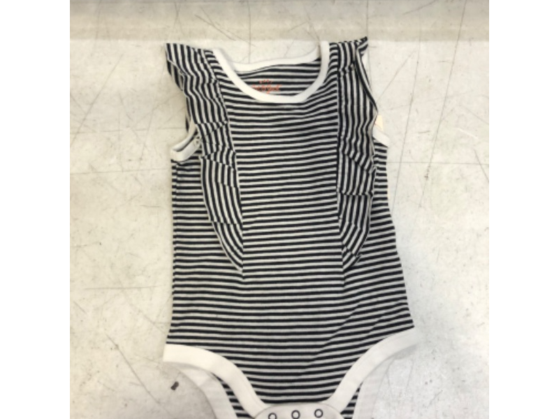 Photo 2 of Baby Girls' Ruffle Striped Short Sleeve Bodysuit - Cat & Jack Cream/Black 6-9M