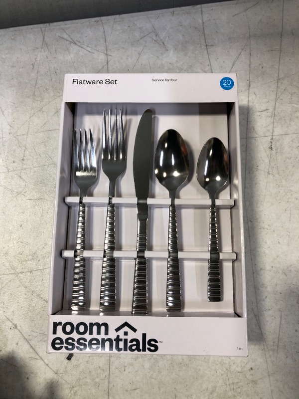 Photo 2 of 20pc Stainless Steel Striped Silverware Set - Room Essentials™
FACTORY SEALED
