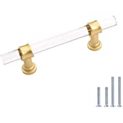 Photo 1 of 10Pack Gold Drawers Pulls Brushed Brass Cabinet Pulls Gold 3-3/4inch Dresser Drawer Pulls Gold T Bar Pulls Acrylic
