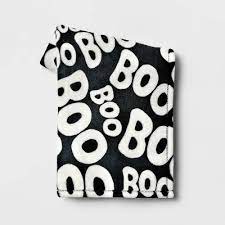 Photo 1 of 'Boo' Printed Plush Throw Blanket Black/Ivory - Hyde & EEK! Boutique™

