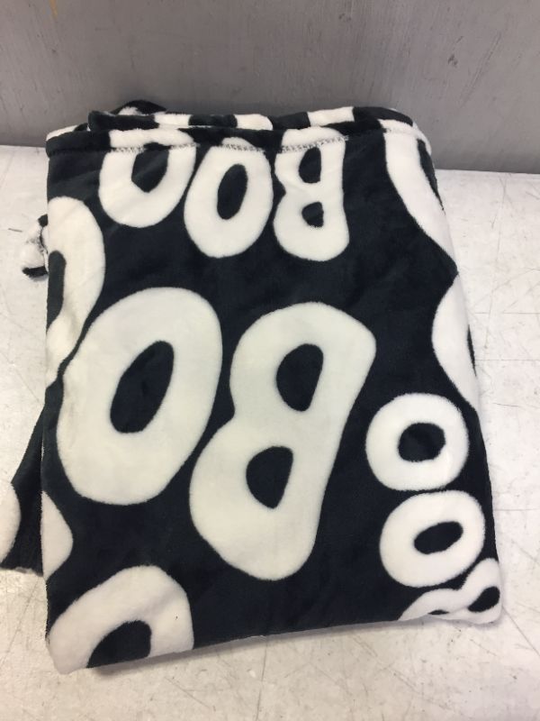 Photo 2 of 'Boo' Printed Plush Throw Blanket Black/Ivory - Hyde & EEK! Boutique™

