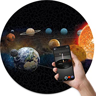 Photo 1 of Wooden Jigsaw Puzzles for Adults - Unique Round Puzzles 3IN1 - Jigsaw Puzzle - AR Game - Wall Décor - Gift for Travel Lover (Hard (19.7'), Solar System)
