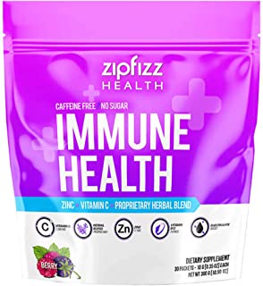 Photo 1 of Zipfizz Immune Health Drink Mix, Immune Boost with Zinc & Vitamin C, Caffeine-Free, Berry, 30 Count BEST BY NOV 2022
