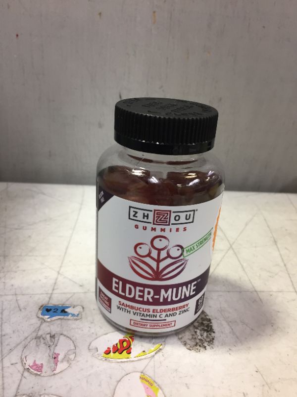 Photo 2 of Zhou Nutrition Elder-Mune Sambucus Elderberry Gummies with Zinc and Vitamin C for Adults & Kids (Age 4+) Immune Support with Antioxidants, Vegan, Gluten Free, Non-GMO, 30 Servings, 60 Gummies BEST BY NOV 2022
