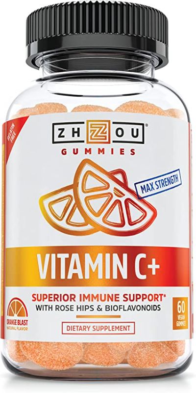 Photo 1 of Zhou Nutrition Vitamin C+ Rapid Immunity Booster Gummies, Orange, 60 Count BEST BY OCT 2022
